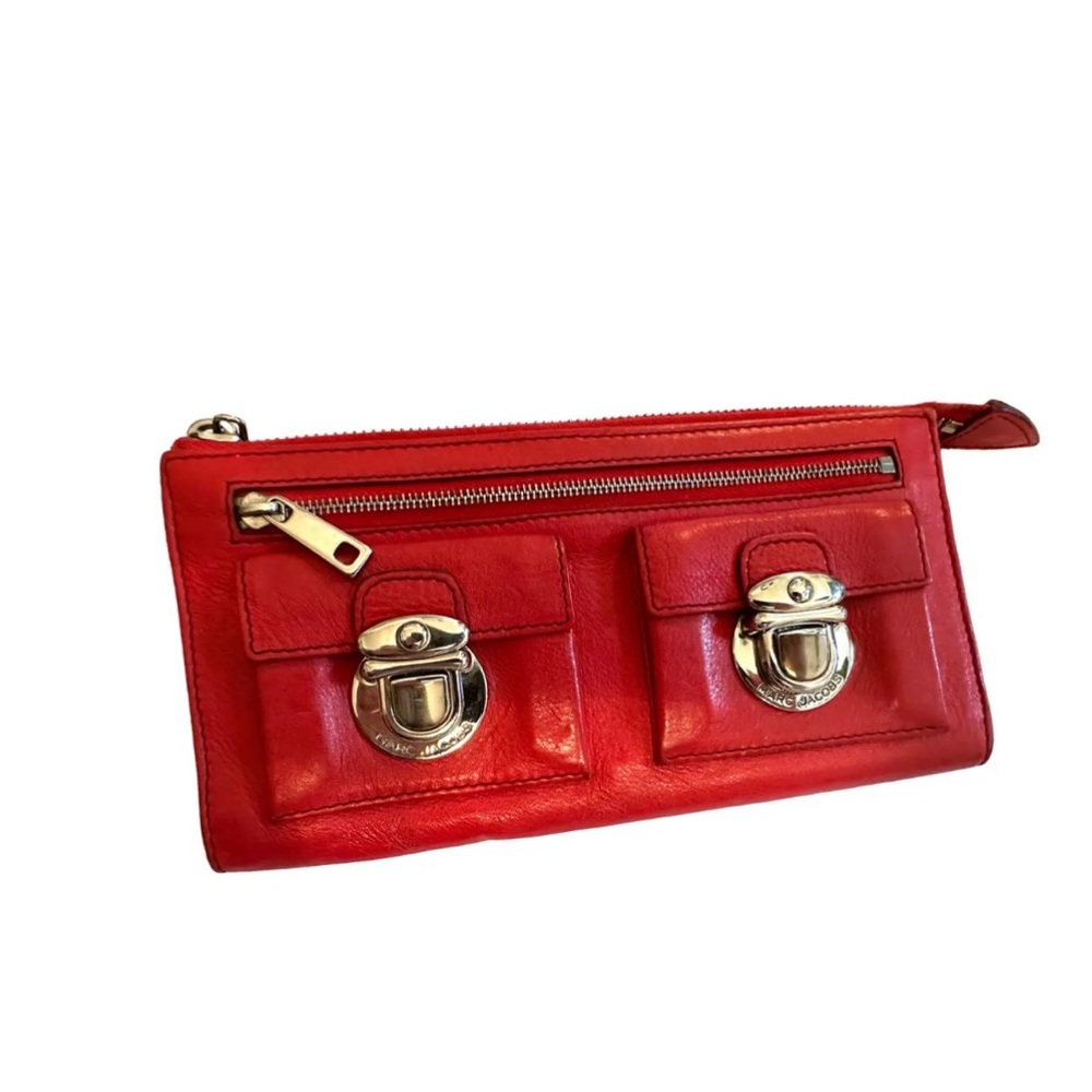 Vintage Burnt Red Marc Jacobs Soft Leather Wallet Clutch.